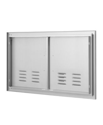 36W x 21H in Double Outdoor Kitchen Access Door Stainless Steel Flush Mount with Handles Vents