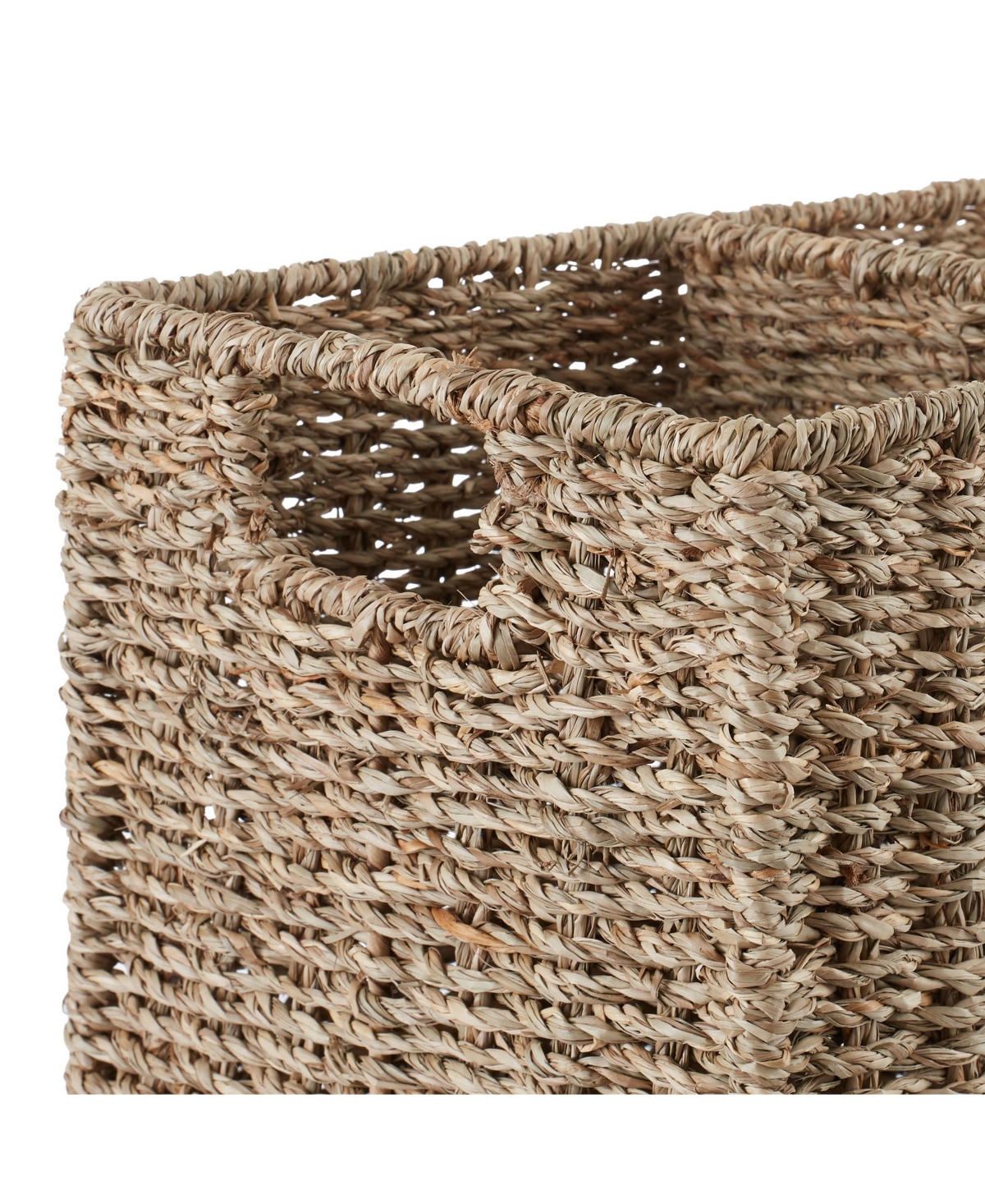 Casafield Stair Basket with Handles, Natural Seagrass - Woven Staircase Step Organizer Bin