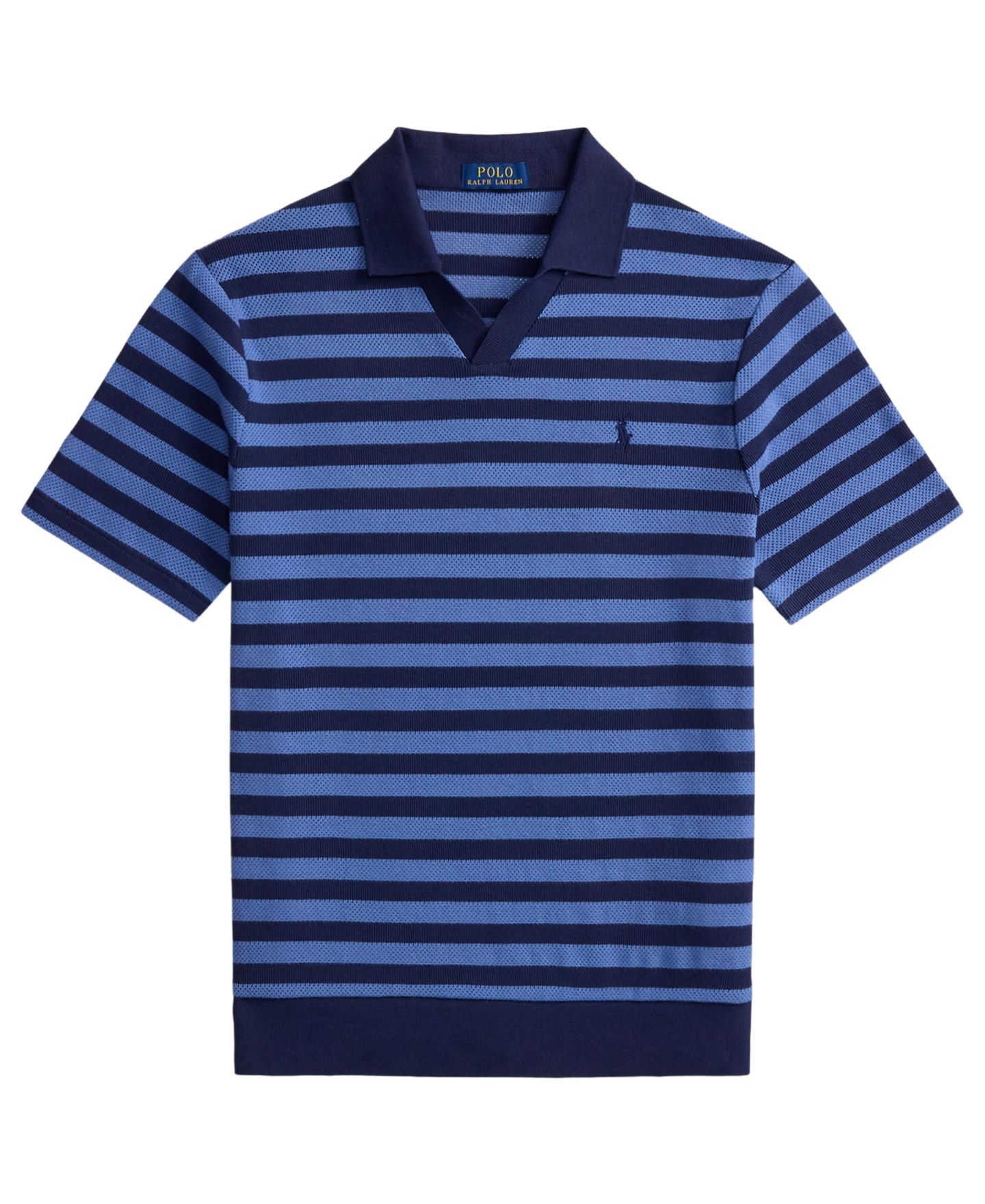 Мужское поло Polo Ralph Lauren Short-Sleeve Textured Polo Shirt, цвет: Тёмно-синий / Синий — фото 5