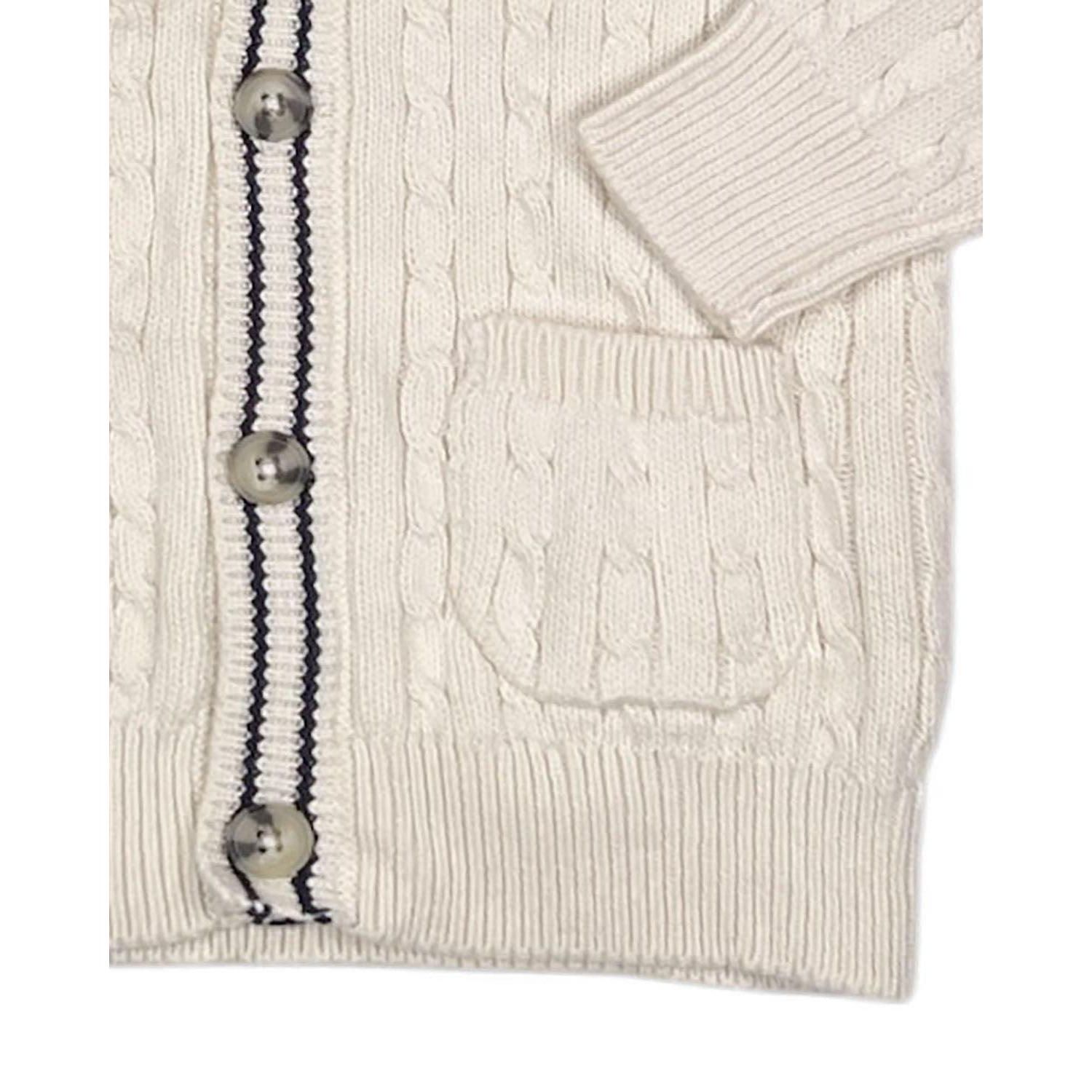 Little and Big Boys' 5- 7 Organic Cable Cardigan Sweater with Tipping