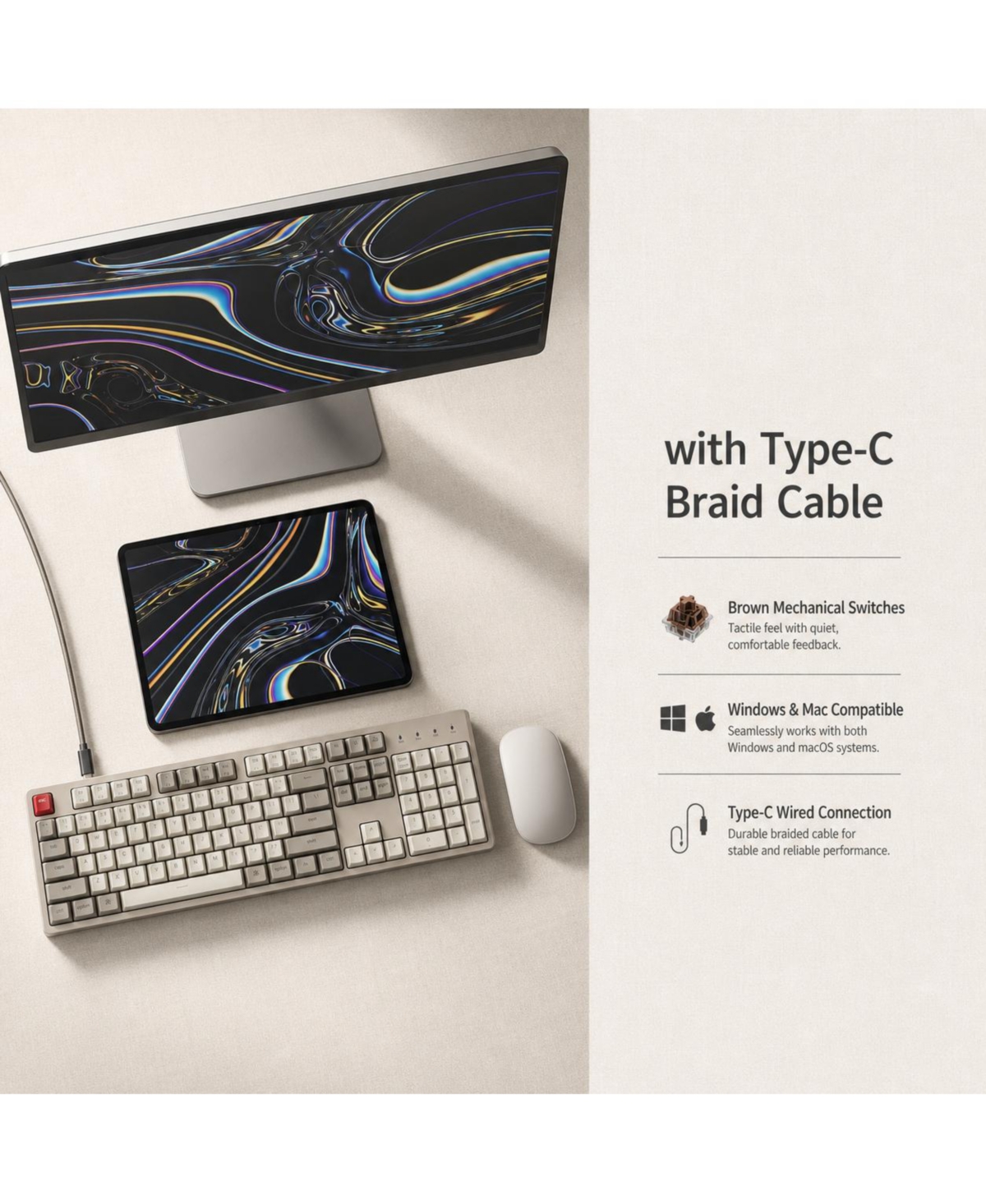 Lofree Wired Mechanical 104-Key Full-Size Keyboard for Windows and Mac
