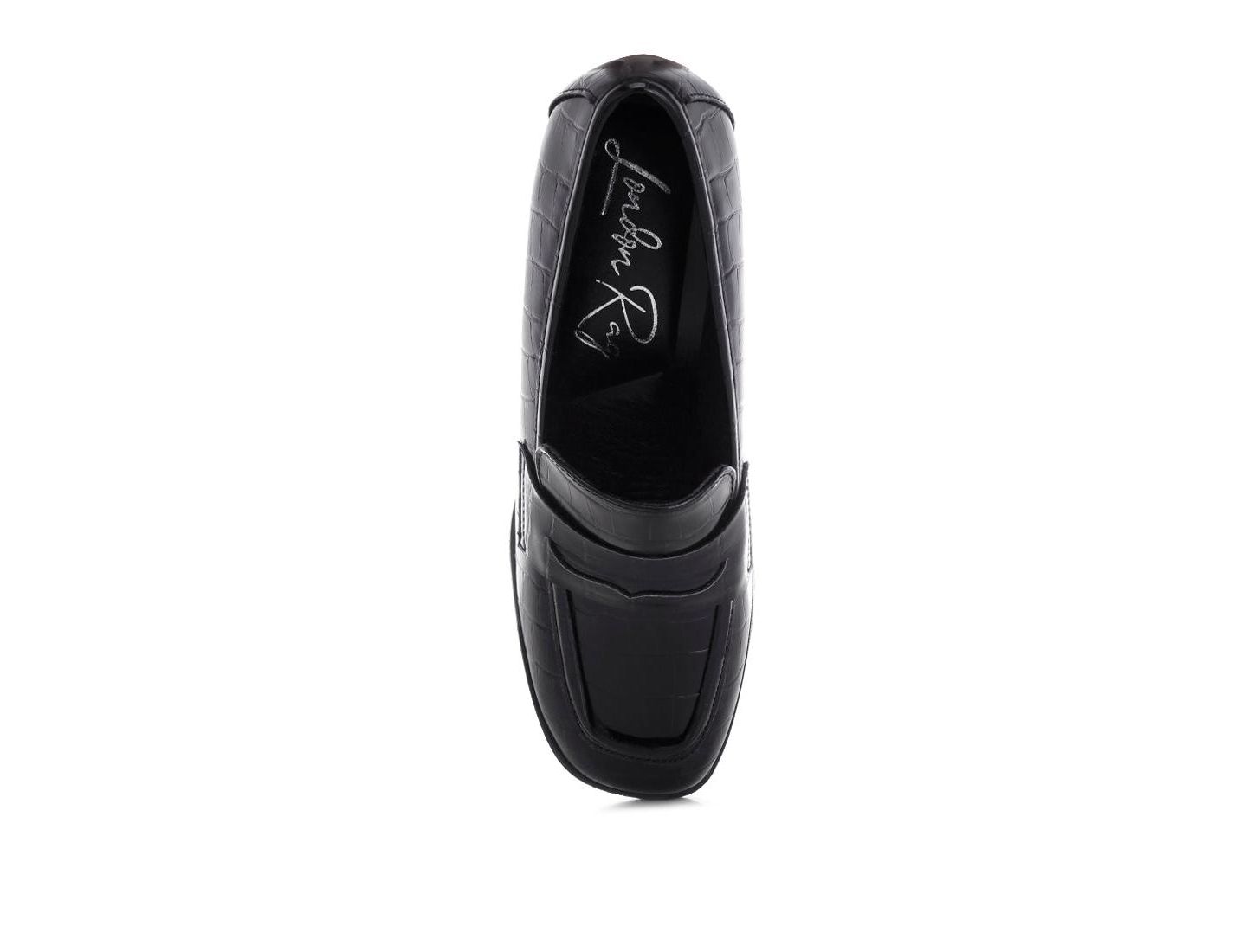 Женские туфли London Rag Pitaka Block Heel Penny Strap, цвет: Чёрная искусственная кожа — фото 5