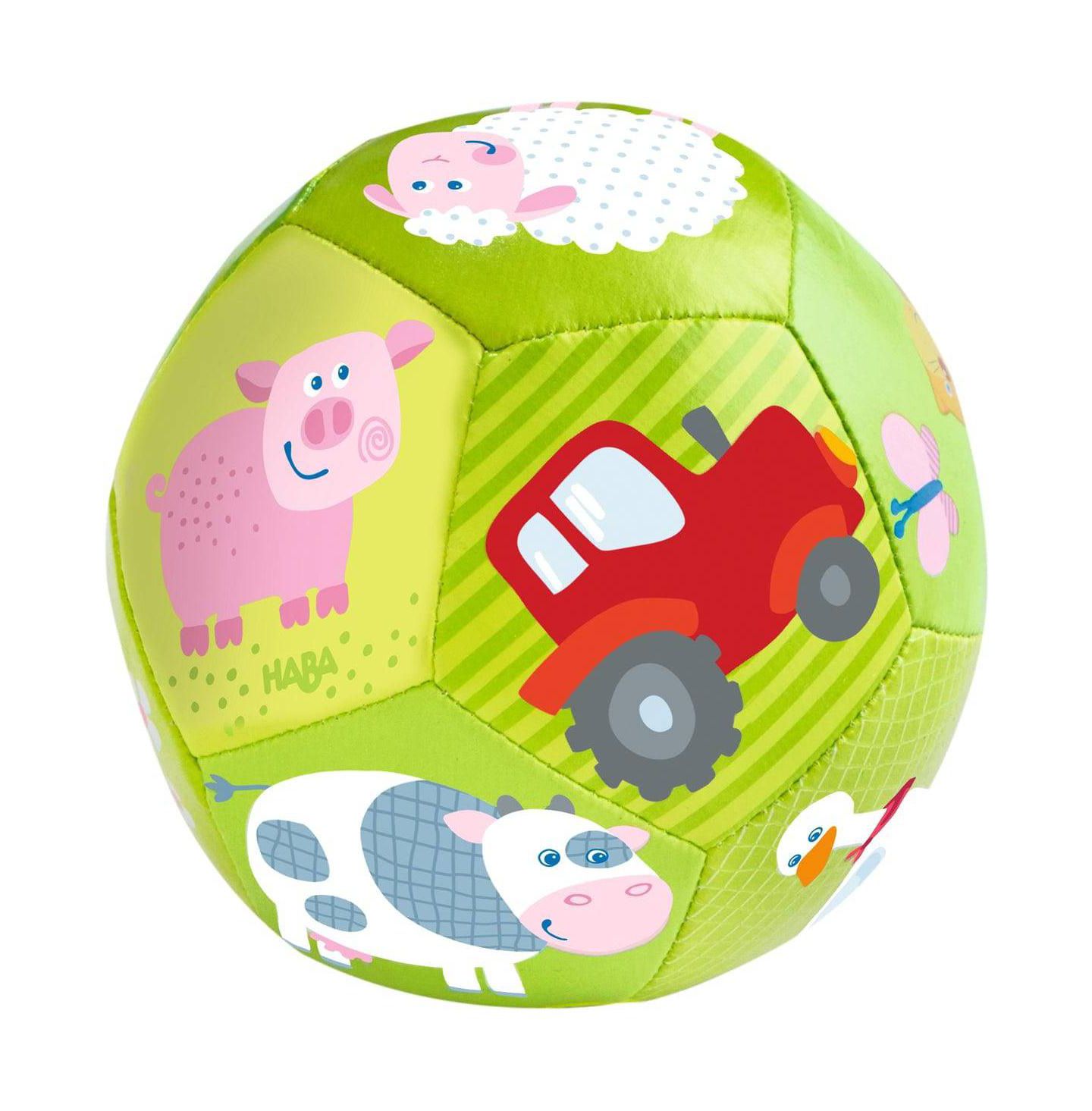Детский мяч Haba On the Farm Soft Baby Ball with Farm Animals, Sensory Play, Ages 6 Months+, цвет: Зелёный — фото 1