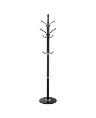 Freestanding Coat Rack with Marble Base 6 Hooks Carbon Steel Stand for Entryway Bedroom Office