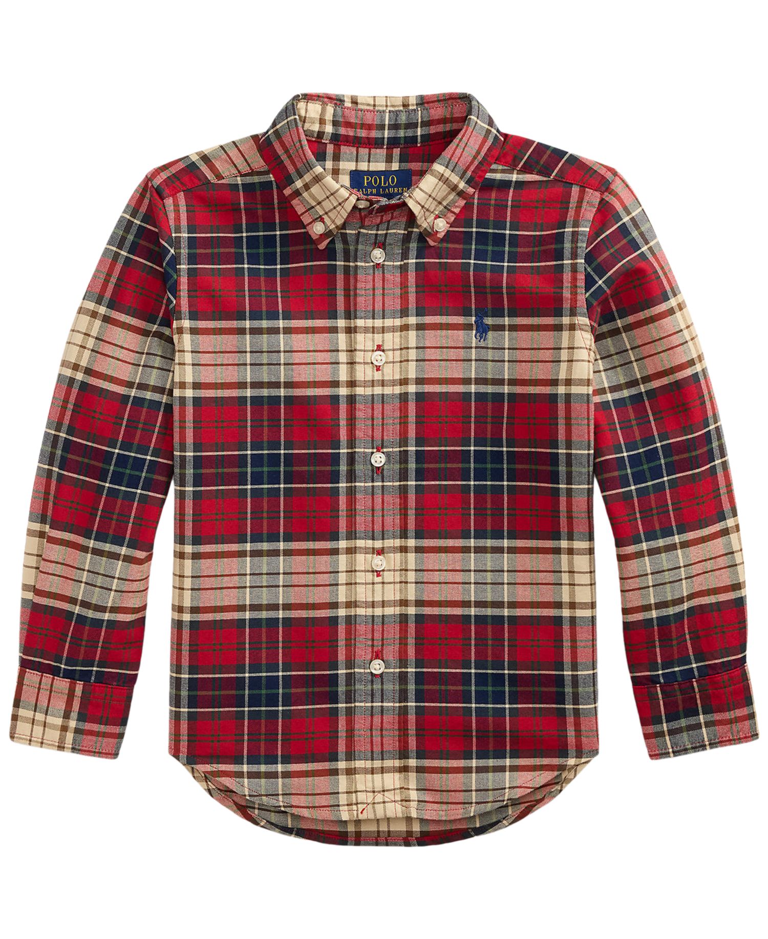 Boys' 2T-7 Plaid Cotton Oxford Shirt