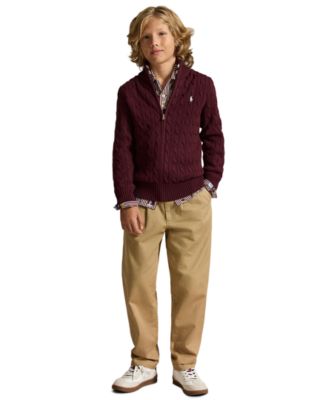 Polo Ralph Lauren Boys' 8-20 Cable-Knit Cotton Full-Zip Sweater