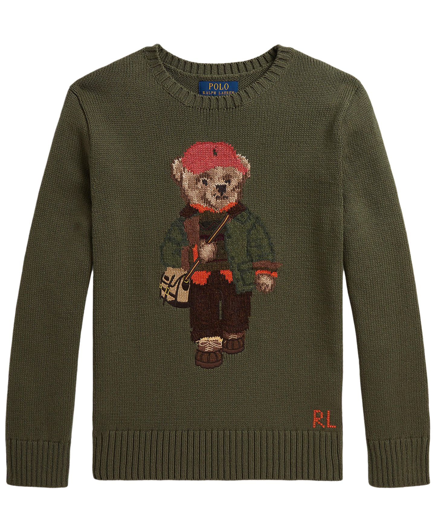 Свитер Polo Ralph Lauren Polo Bear Embroidered для мальчиков, цвет: Оливковый — фото 4