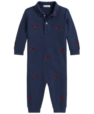 Baby Boys' Truck-Embroidered Cotton Polo Coverall