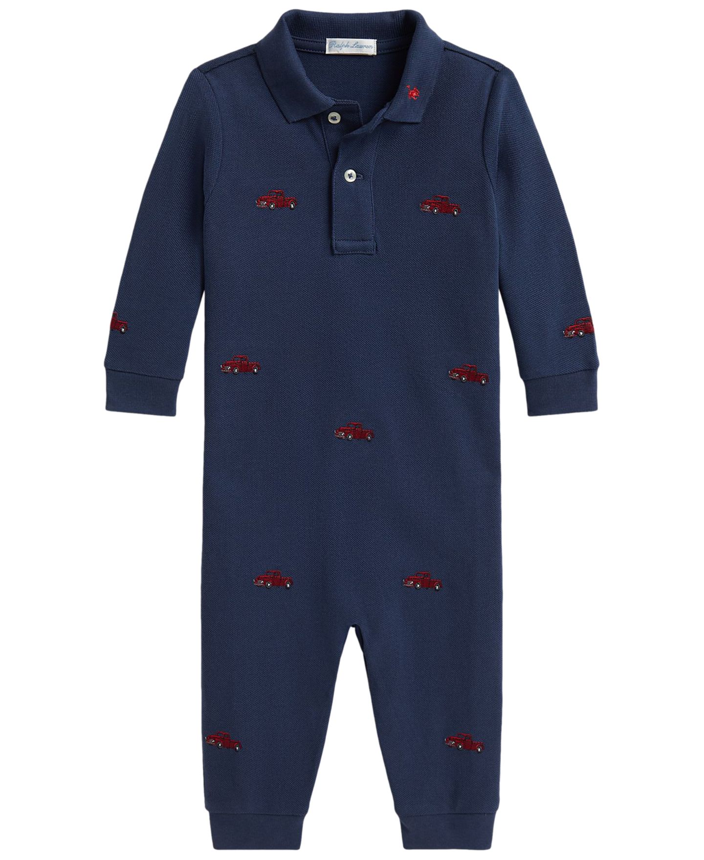 Комбинезон Polo Ralph Lauren Truck-Embroidered Cotton Polo Coverall для мальчиков-малышей, цвет: Тёмно-синий — фото 1