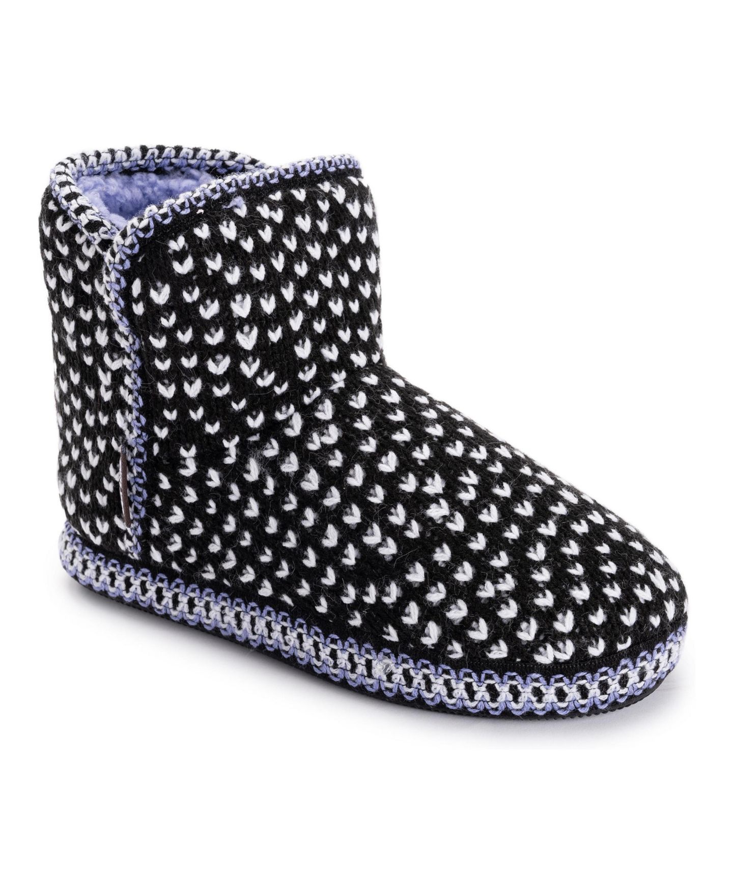 Женские тапочки MUK LUKS Leigh Bootie Slippers, цвет: Чёрный / Белый — фото 1