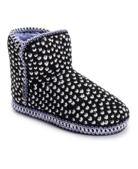 Женские тапочки MUK LUKS Leigh Bootie Slippers, цвет: Чёрный / Белый