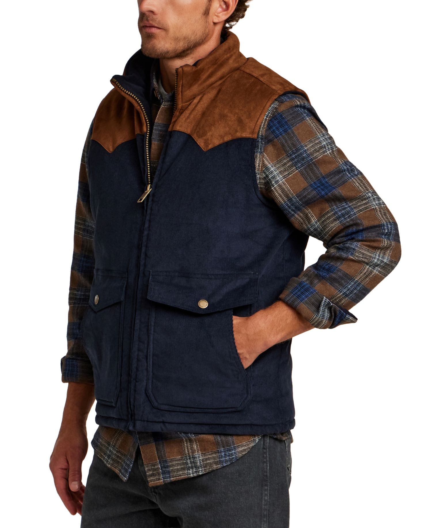 Men's Western Cord Suede Vest