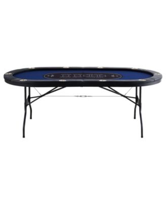 84in Oval Foldable Poker Table for 10 Players with Stainless Cup Holders