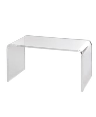 C-Shaped Clear Acrylic Coffee Table Side Table 32 x 15.8 x 16.3 in for Living Room Terrace
