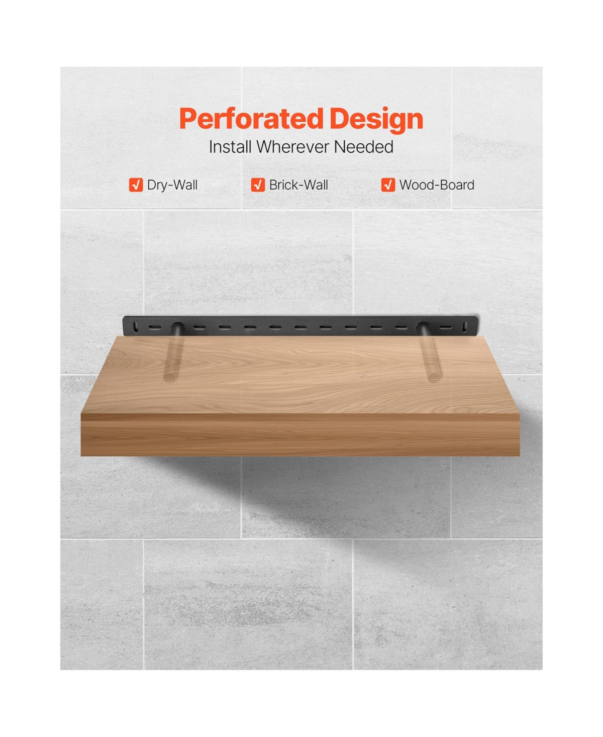 Sugift 2 Pieces Heavy Duty Hidden Floating Shelf Brackets 150 lbs 22x6.2x1.5 in Wall Mount Support