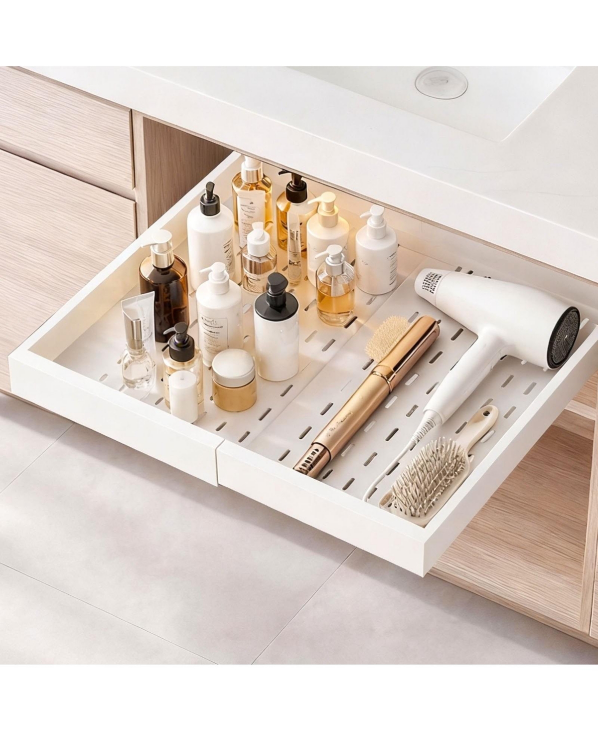 Sugift 2 Pack Pull Out Cabinet Organizer Expandable 12.2in-18.9in Width 20.47in Deep Sliding Drawers