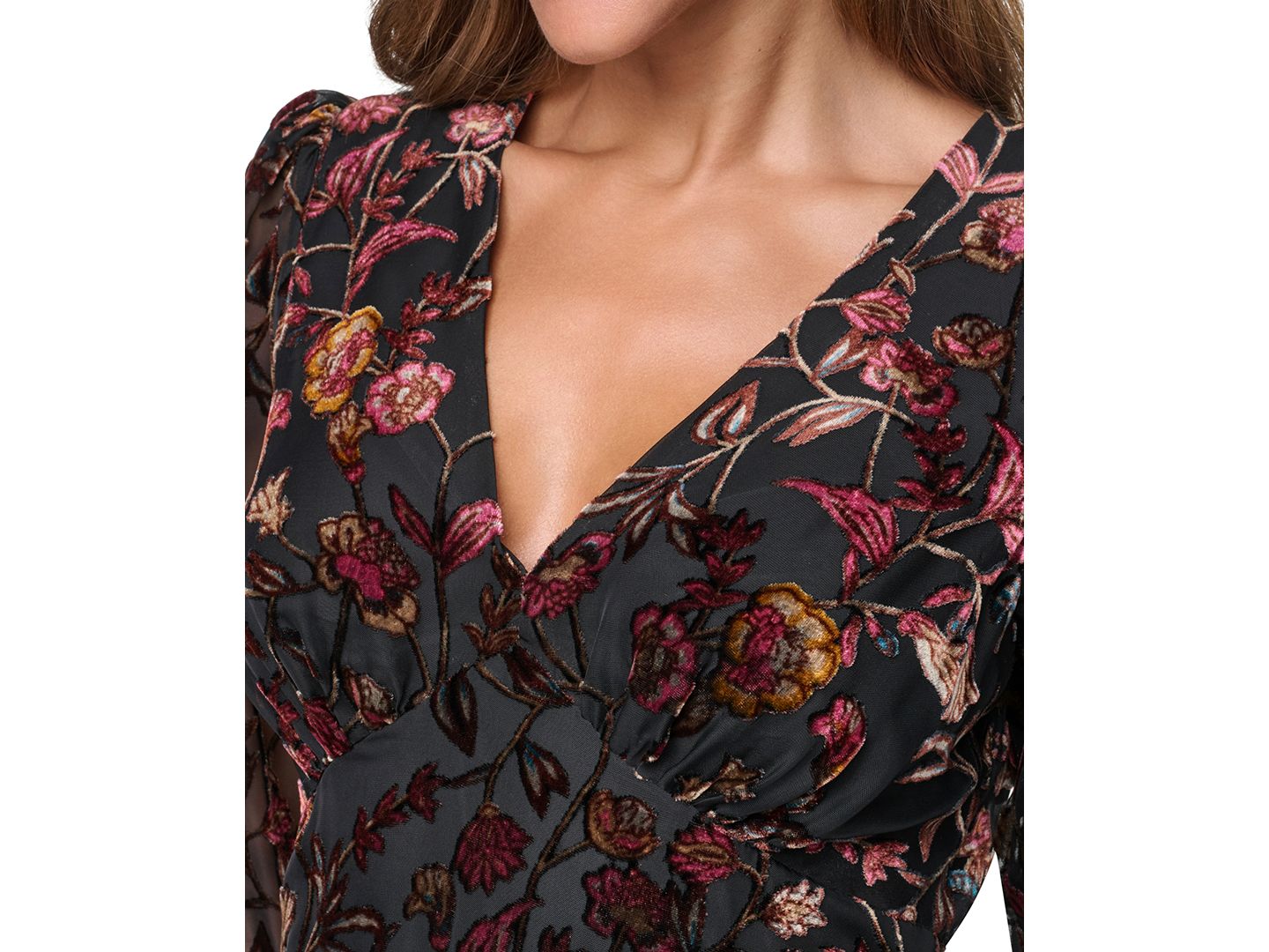 Женское платье Eliza J Open Back Floral A-Line Midi, цвет: Чёрный разноцветный — фото 4