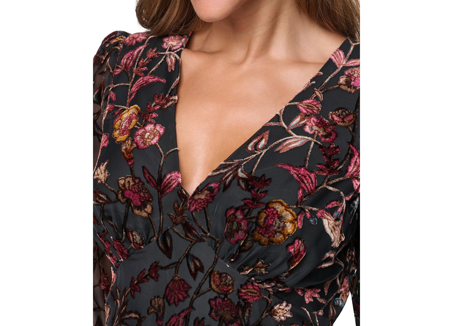 Women's Open Back Floral A-Line Midi Dress