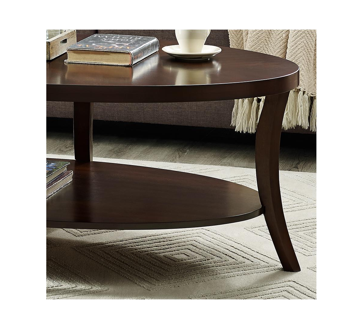 Flynama 48" Oval Coffee Table with Shelf