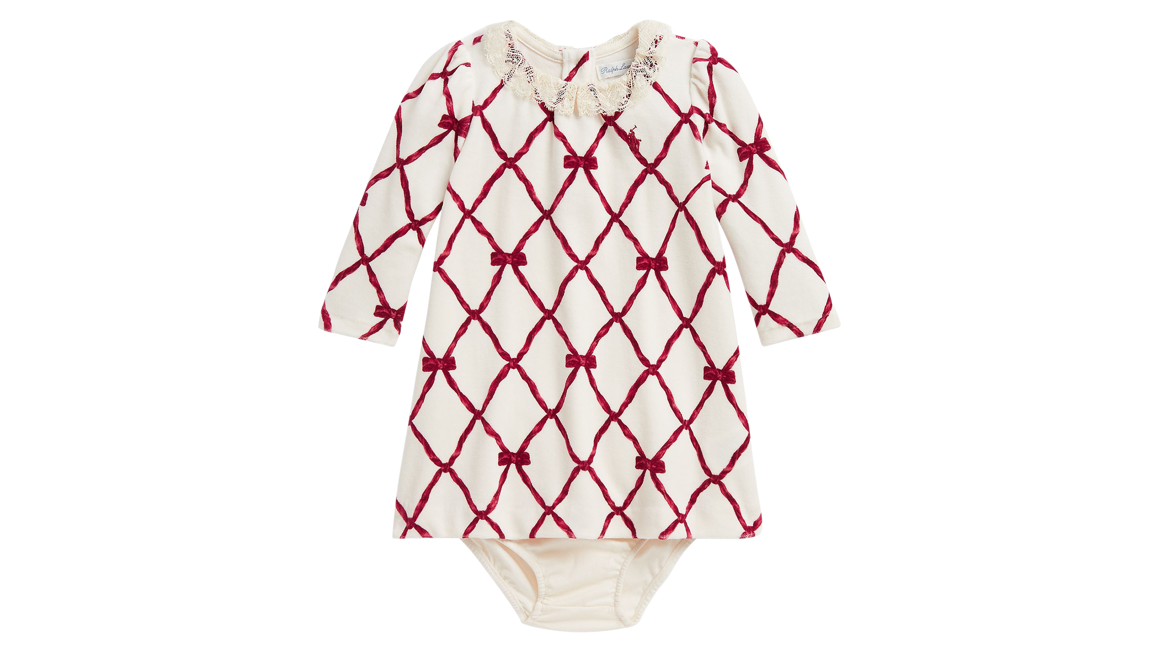 Ralph Lauren Baby Girls' Ribbon-Print Velour Dress & Bloomer