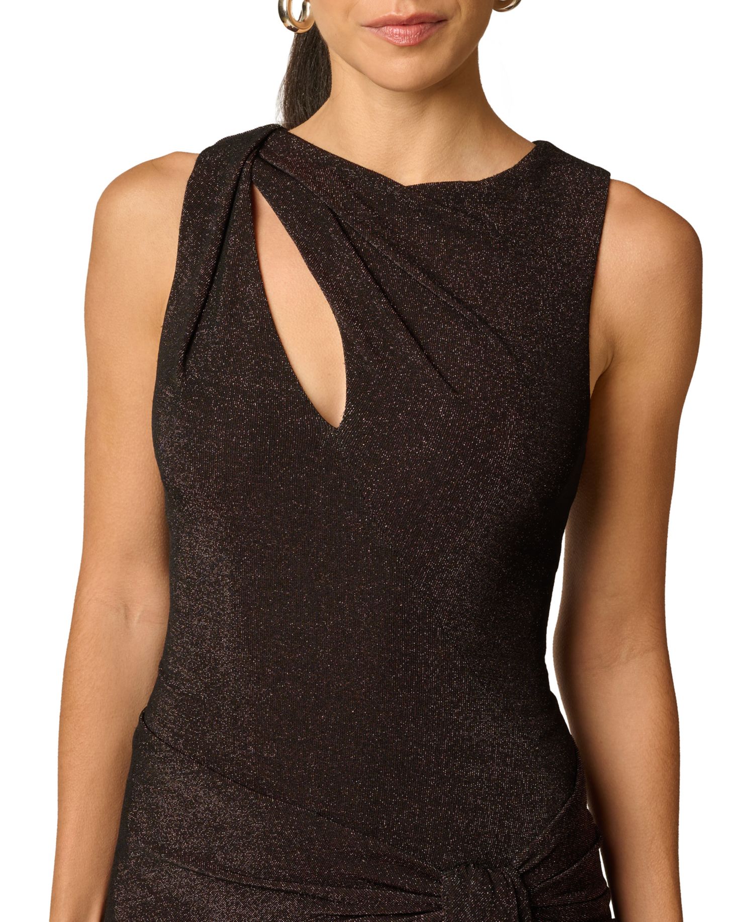 Women's Metallic-Knit Draped-Skirt Mini Dress