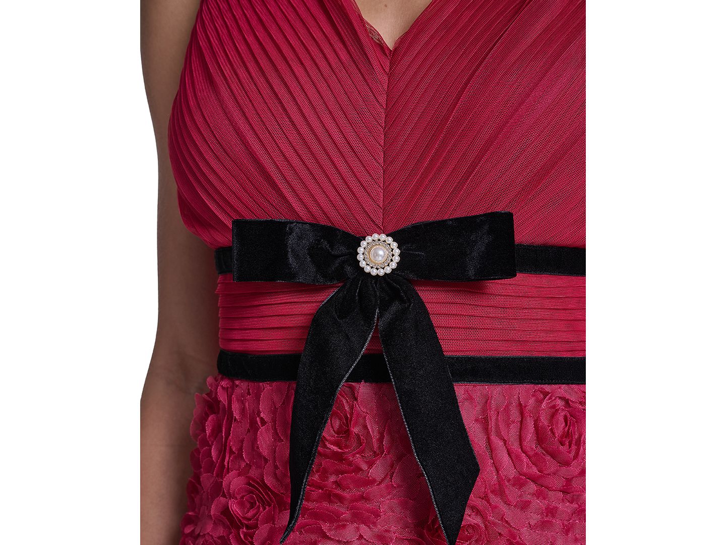 Женские платья KARL LAGERFELD PARIS LD6B0013 Floral V-Neck Sleeveless Long Gown, цвет: Вишнёвый — фото 4