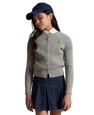 Girls' 7-16 Mini-Cable Cardigan