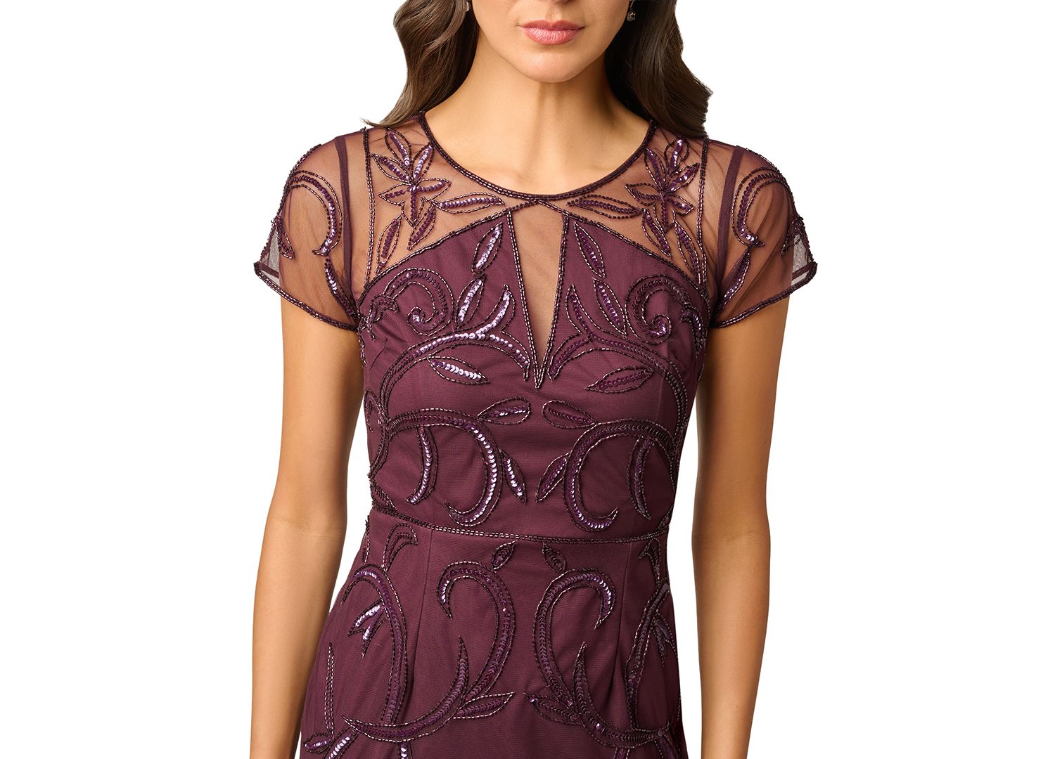 Women's Beaded Short-Sleeve Sheath Dress