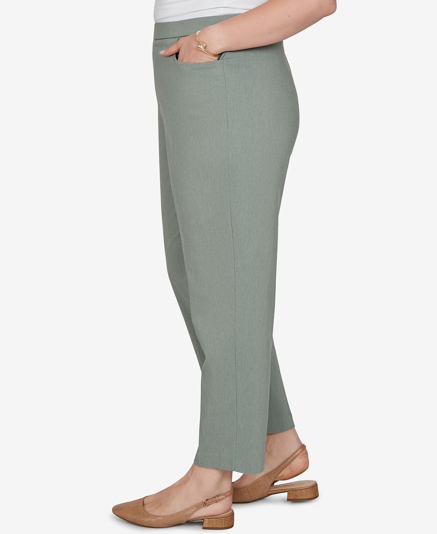 Plus Size Provence Millennium Flat-Front Pull-On Cropped-Ankle Pants