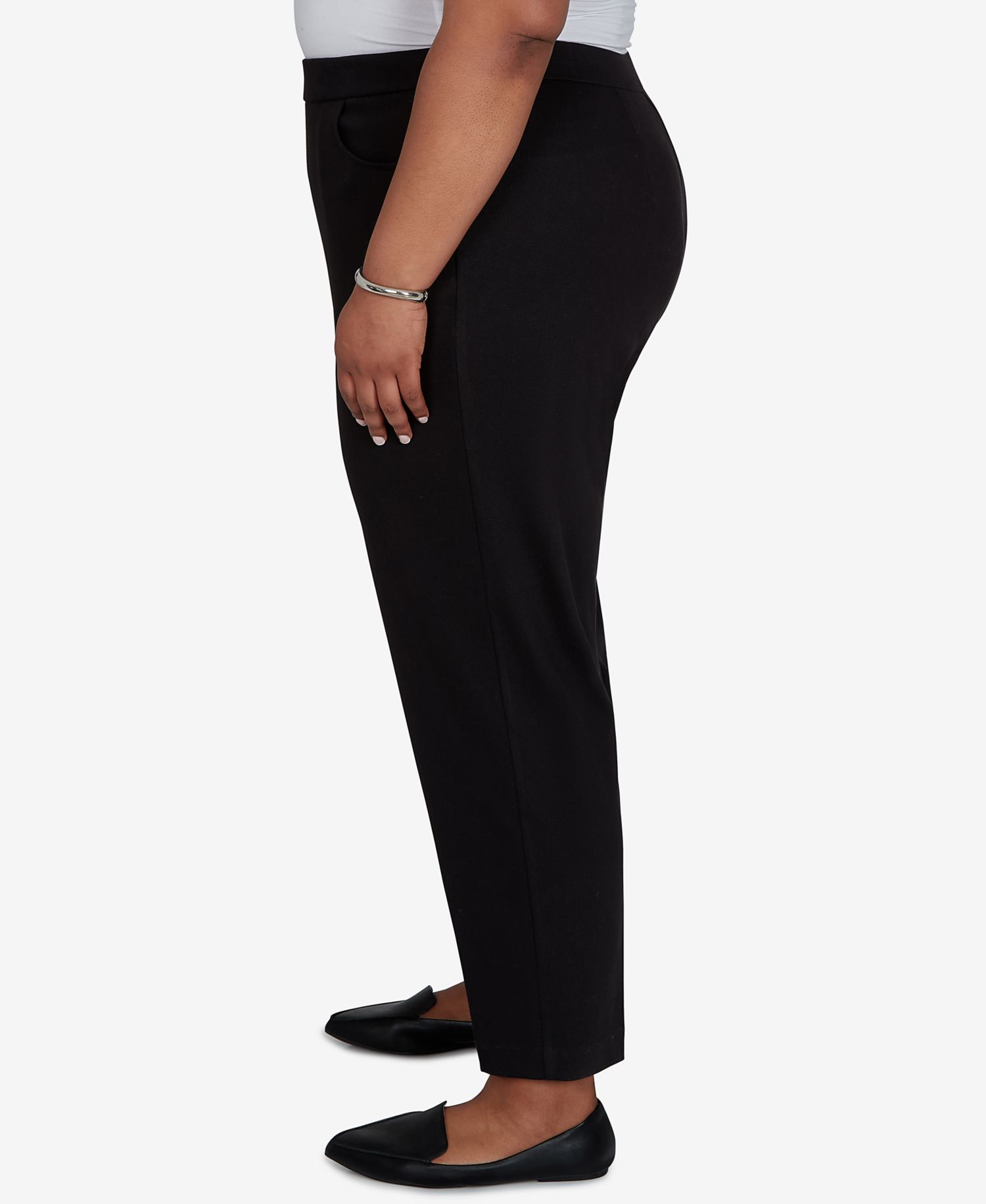 Plus Size Knit Twill Mid-Rise Pull-On Pants