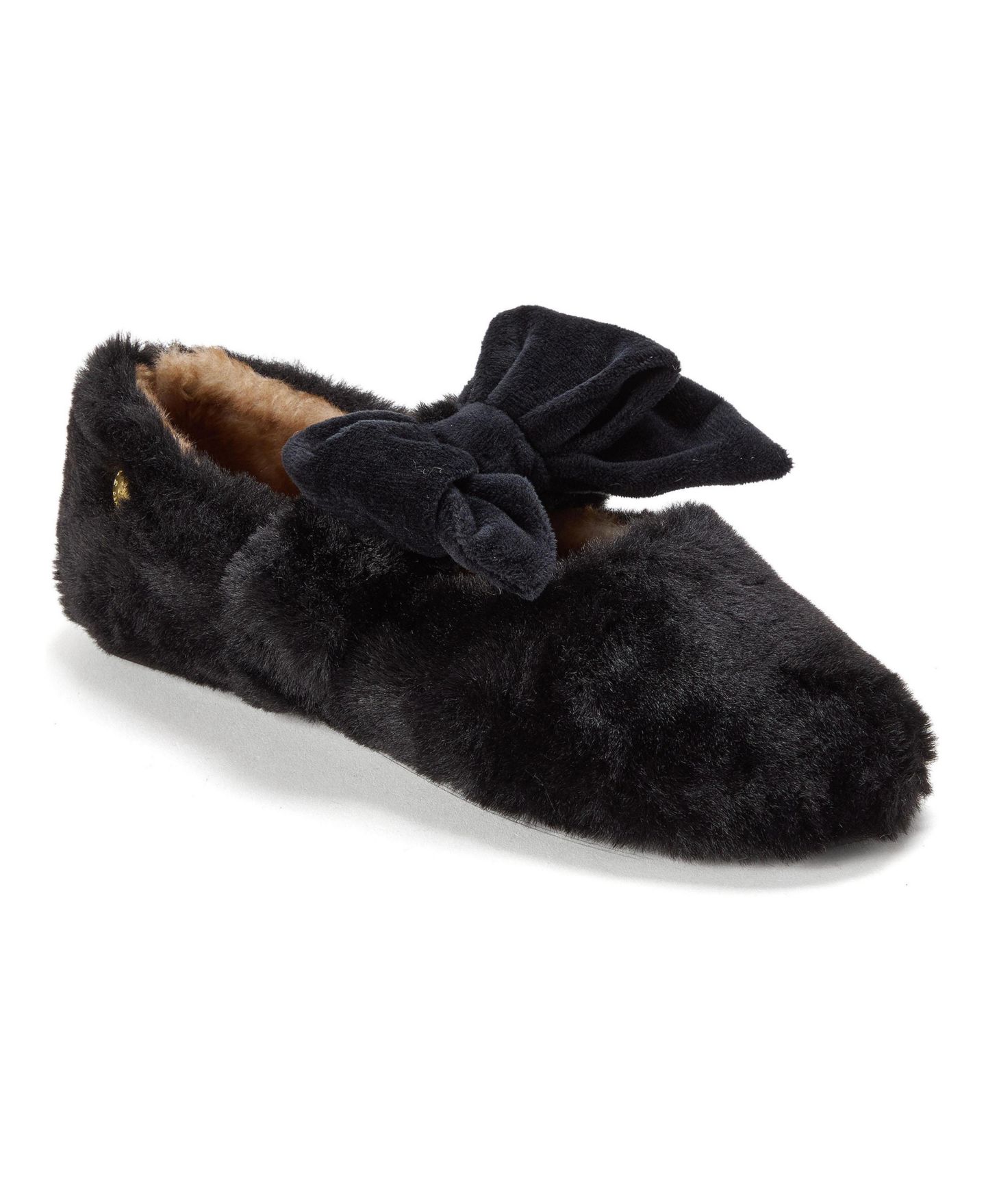 Женские тапочки Dearfoams Pennie Maryjane With Bow Slippers, цвет: Чёрный — фото 1