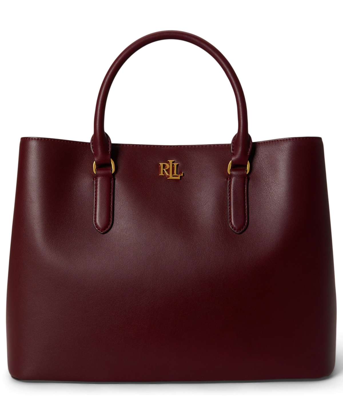 Lauren Ralph Lauren Women's Full-Grain Smooth Leather Large Marcy Satchel - Dark Garnet