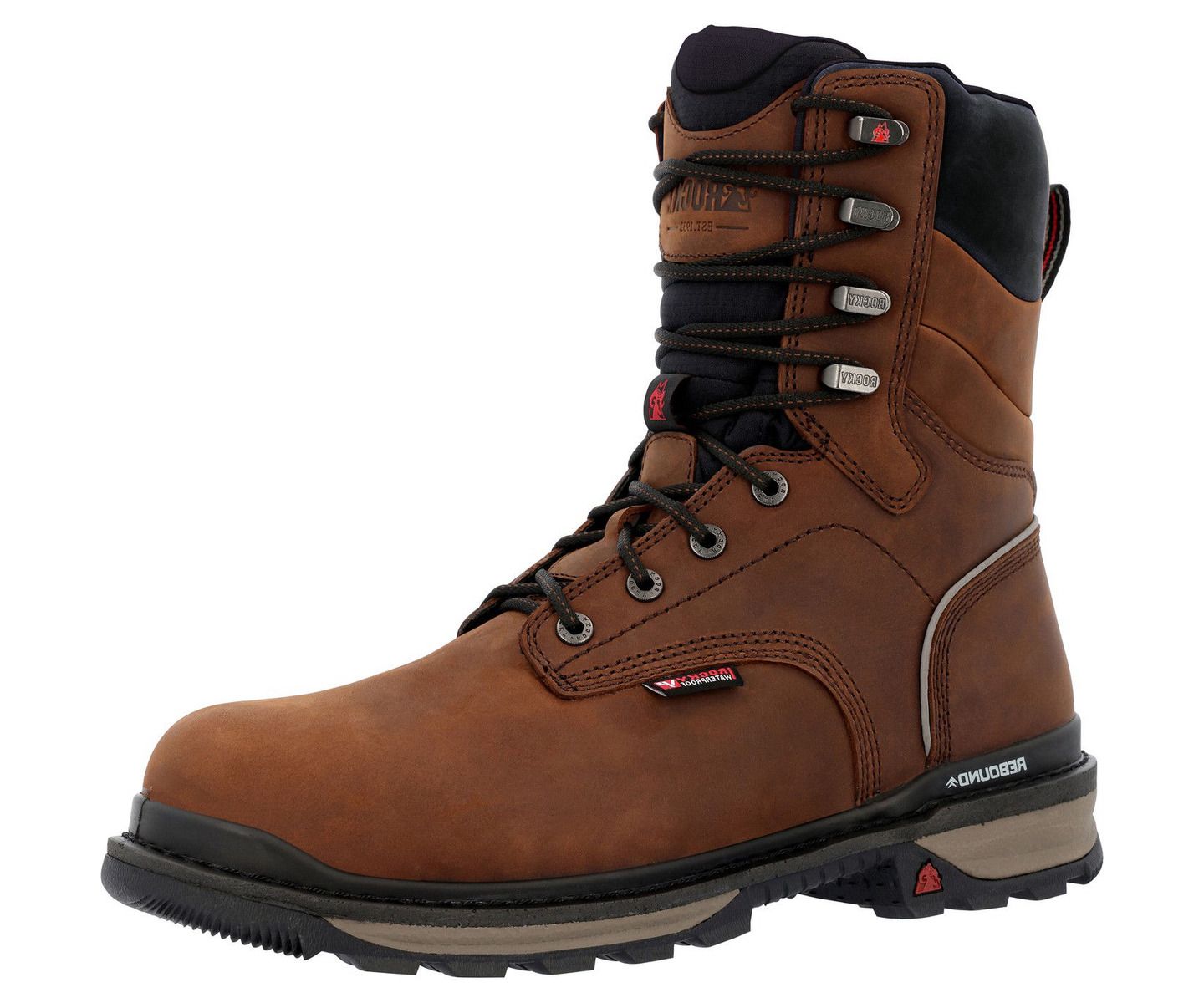 Мужские ботинки ROCKY Rams Horn Waterproof Composite Toe Work Boot, цвет: Коричневый — фото 8