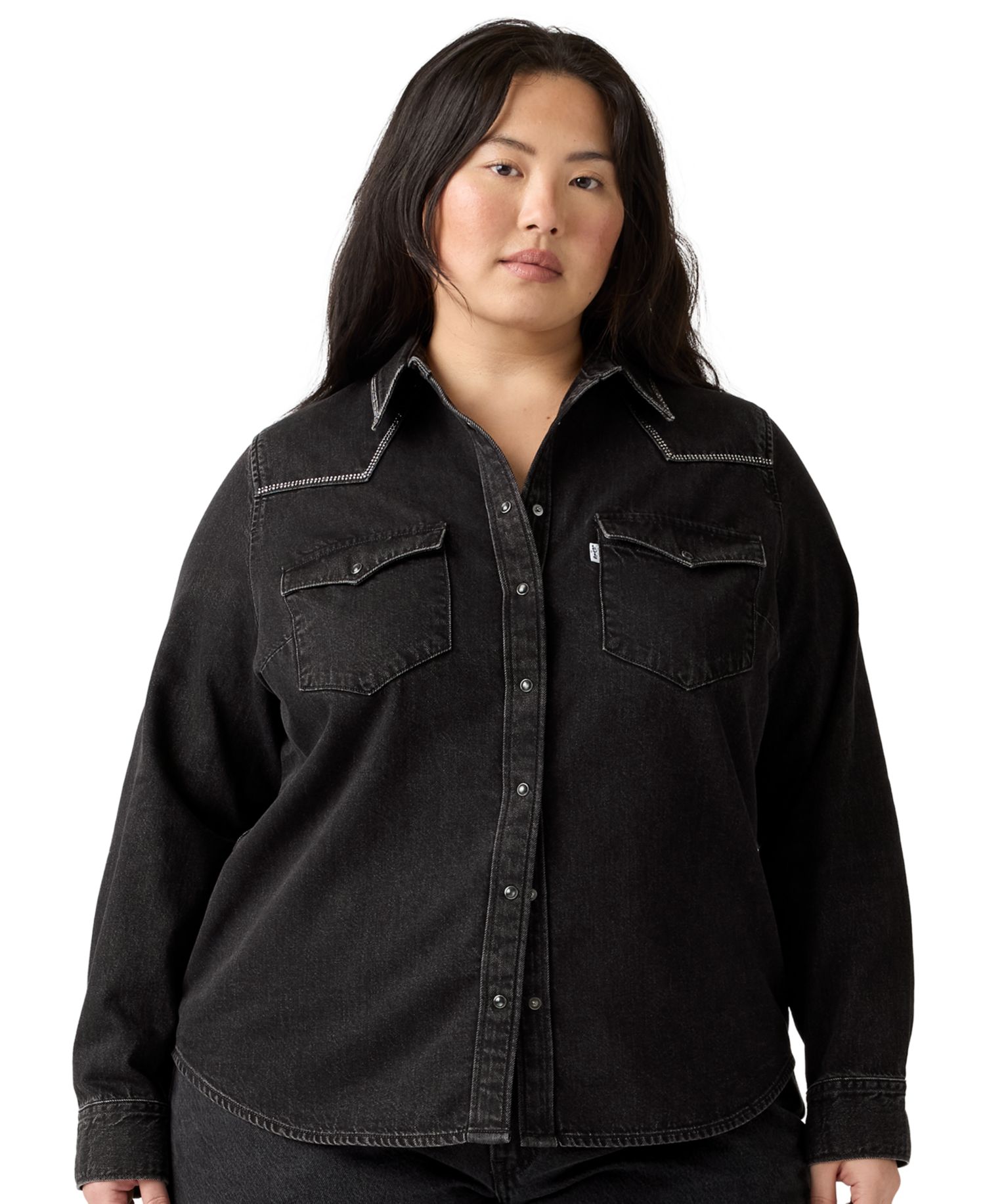 Plus Size Ultimate Western Denim Button-Up Shirt
