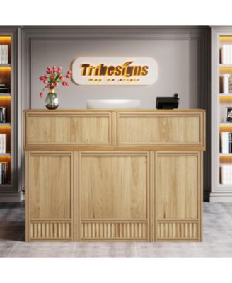 57" Reception Desk with Counter, Oak