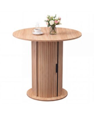 31.5" Round Dining Table, Multi-Person Dining Table with Storage Cabinet, Seats 2 to 4 People, Suitable for the Kitchen and Living Room