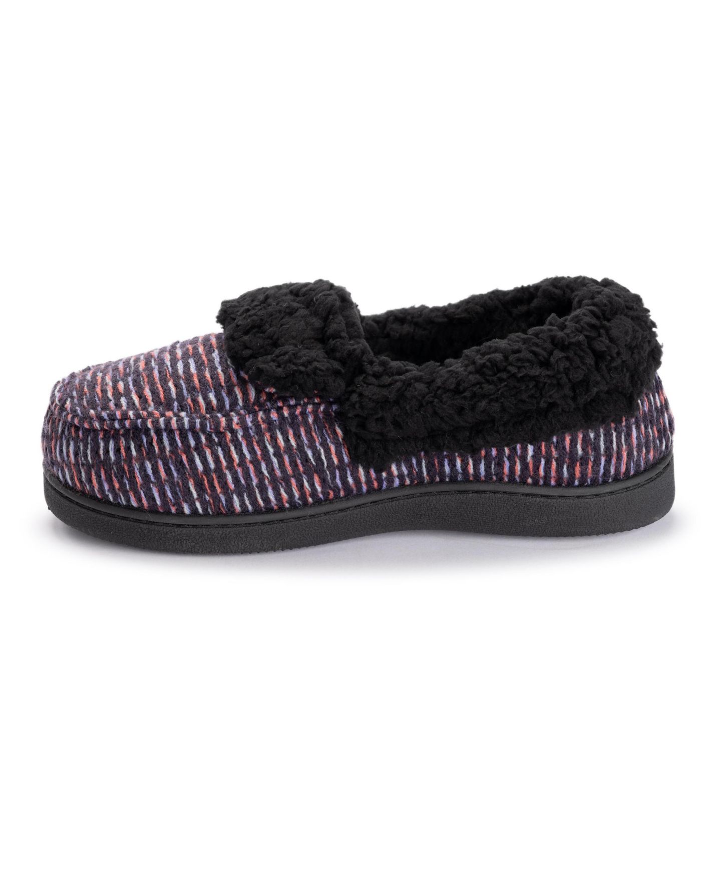 Женские тапочки MUK LUKS Anais Moccasin Slippers, цвет: Чёрный ягодный — фото 6
