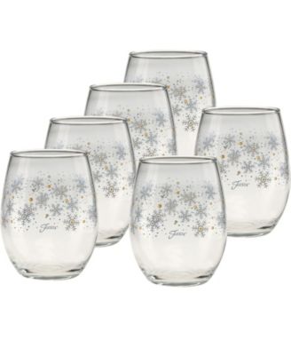 Snowflakes Stemless Wine Glasses, Set of 6