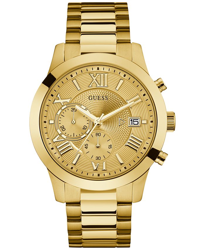GUESS - Men's Chronograph Gold-Tone Stainless Steel Bracelet Watch 45mm U0668G4