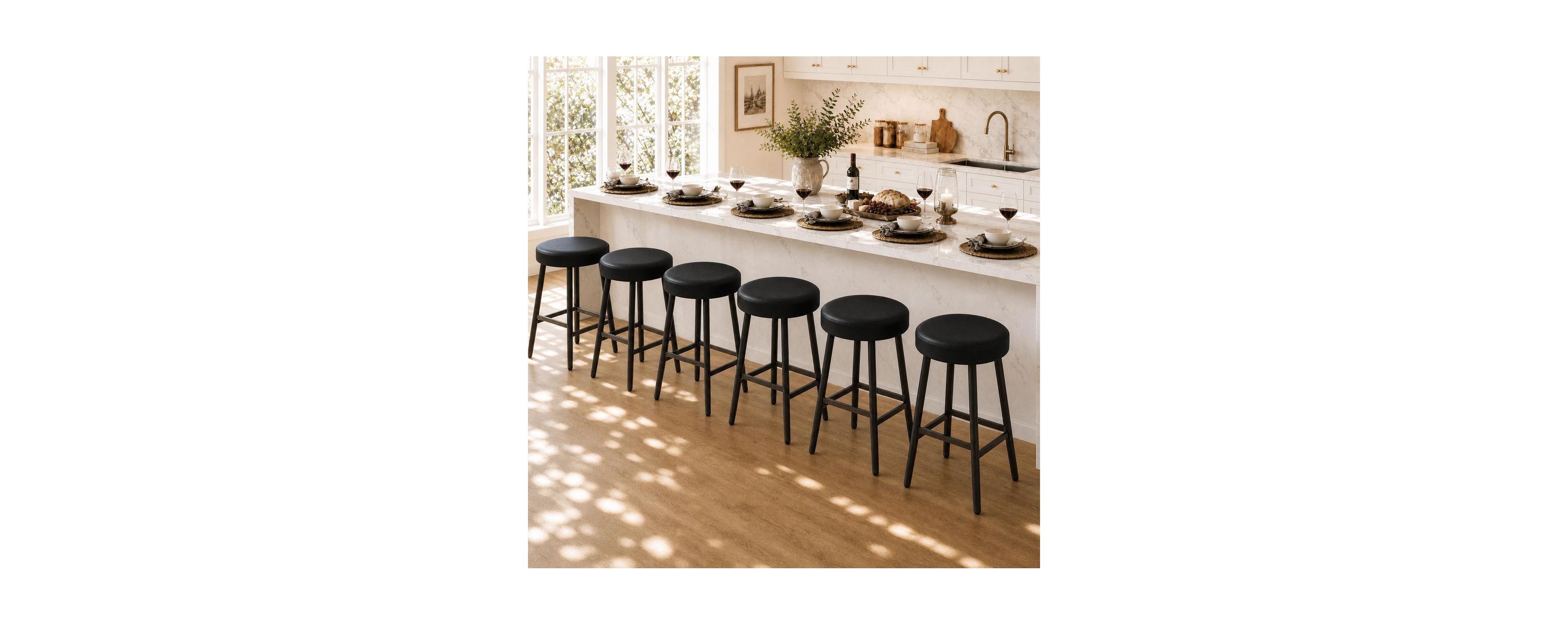 Round Backless Bar Stools Set of 6