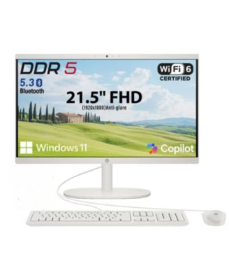 21.5" FHD All-in-One Desktop, Intel N-Series N100, Intel UHD Graphics, 16GB DDR5, 128GB eMMC, Wi-Fi 6, Windows 11 Home, White