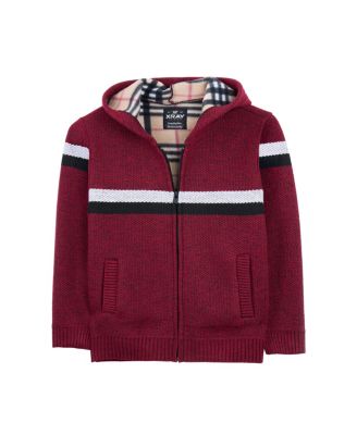 Boy's Fleece Lined Full Zip Hooded Knit Sweater Size 4-18