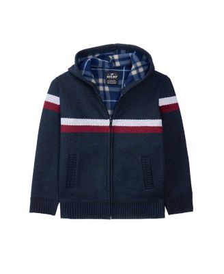Boy's Fleece Lined Full Zip Hooded Knit Sweater Size 4-18