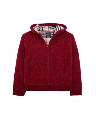 Boy's Size 4-18 Fleece Lined Full Zip Hooded Chenille Knit Sweater