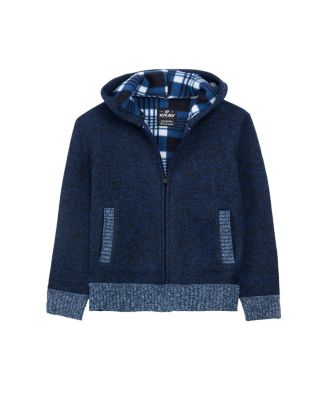 Boy's Fleece Lined Full Zip Hooded Knit Sweater Size 4-18