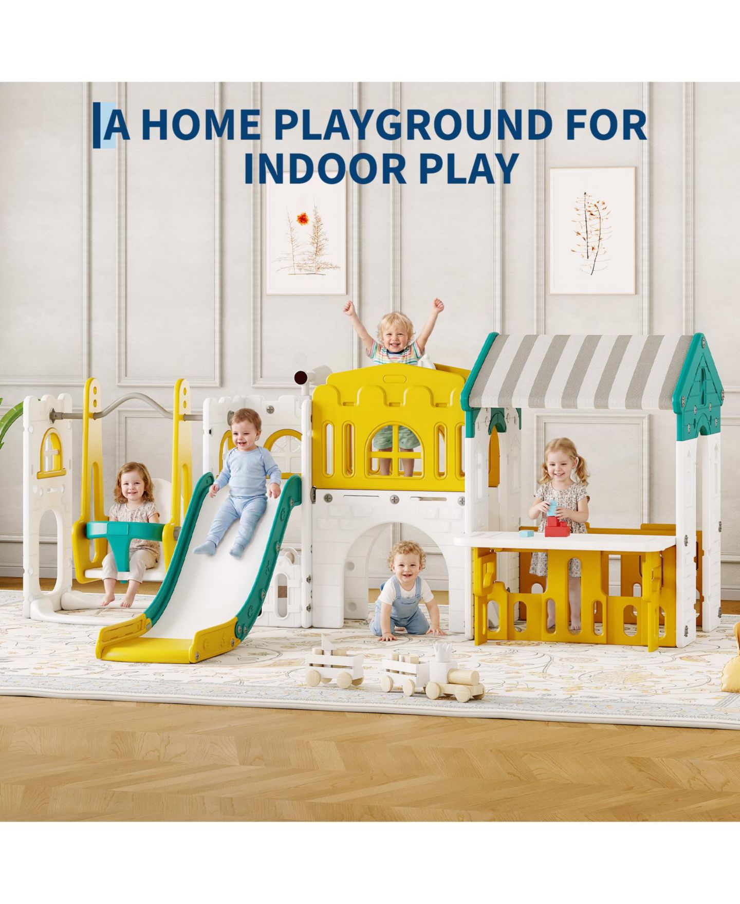 Детские игрушки homfan 4-in-1 Indoor Slide, Tent, Swing and Climbing Ladder Set, Ages 3-6 — фото 7