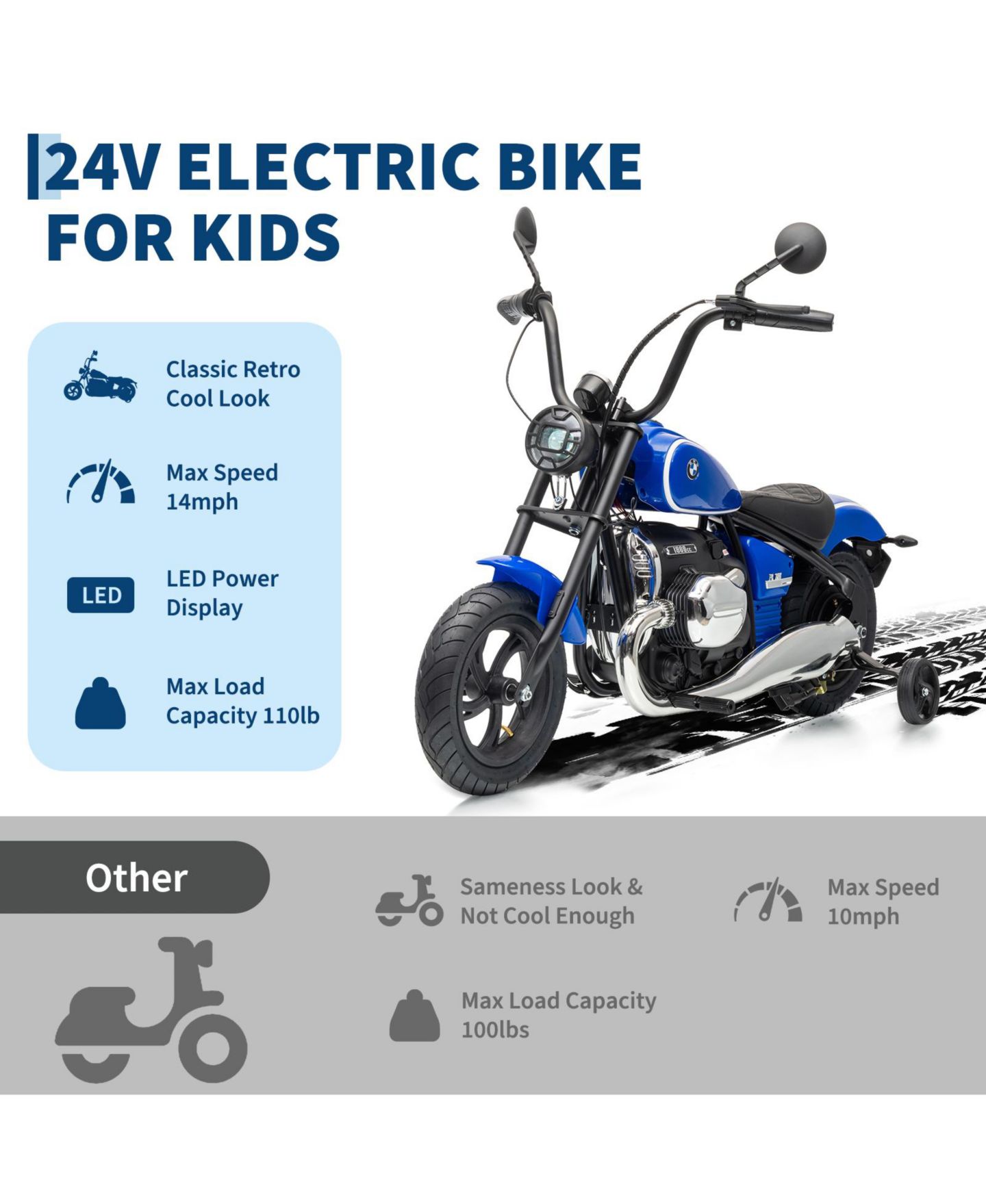 Детская игрушка homfan 24V Licensed Sport Motorcycle Brushless Motor Ride-On, Ages 6-14 — фото 6