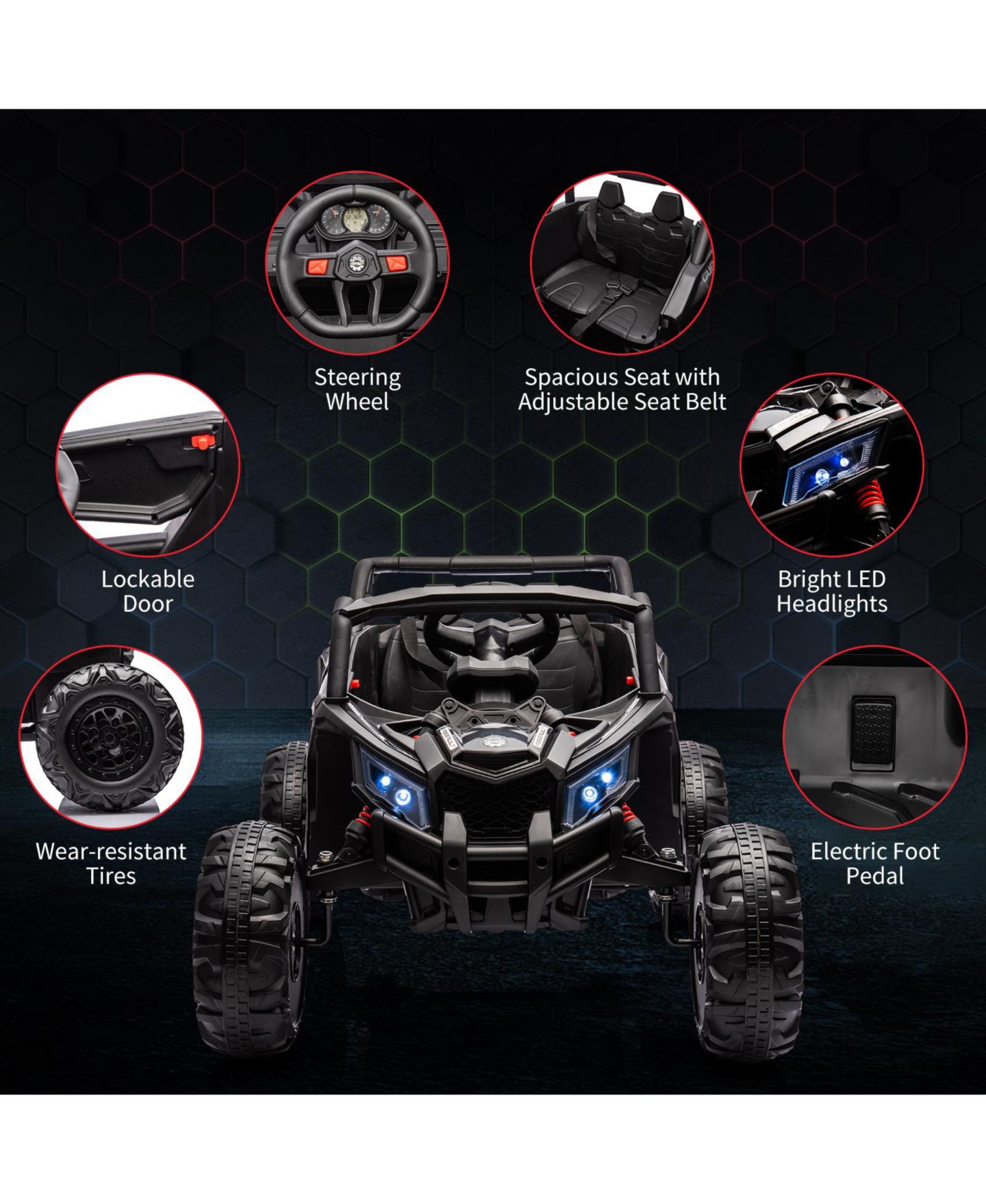 Детская игрушка homfan 24V Remote-Control Ride-On UTV, 3–8 лет — фото 4