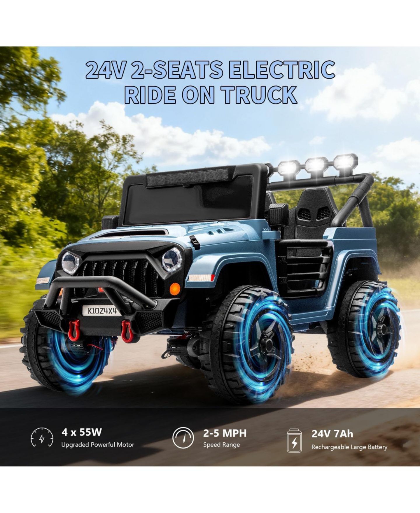 Детская игрушка homfan Double Seat 24V Ride-On SUV Remote Control Battery Powered 4WD, 3–8 лет — фото 3