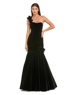 Women's One-Shoulder Velvet Mermaid Gown